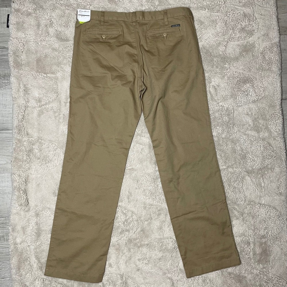 Lot 2 Eddie Bauer Classic Fit Chino Pants Mens 38x34 Khaki Tan Straight Leg New